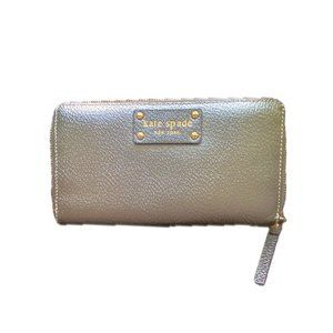 Kate Spade New York Wellesley Neda Long Continentl Saffino Leather Wallet Silver